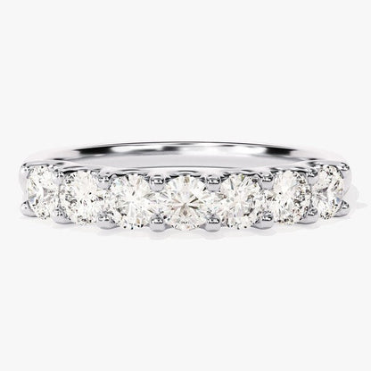 0.70 TCW Round Seven Stone Moissanite Wedding Band