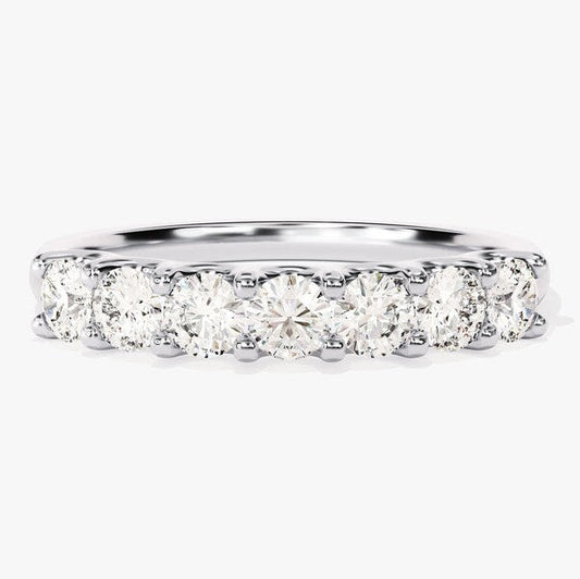 0.70 TCW Round Seven Stone Moissanite Wedding Band