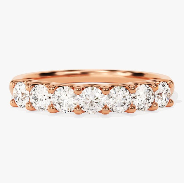 0.70 TCW Round Seven Stone Moissanite Wedding Band