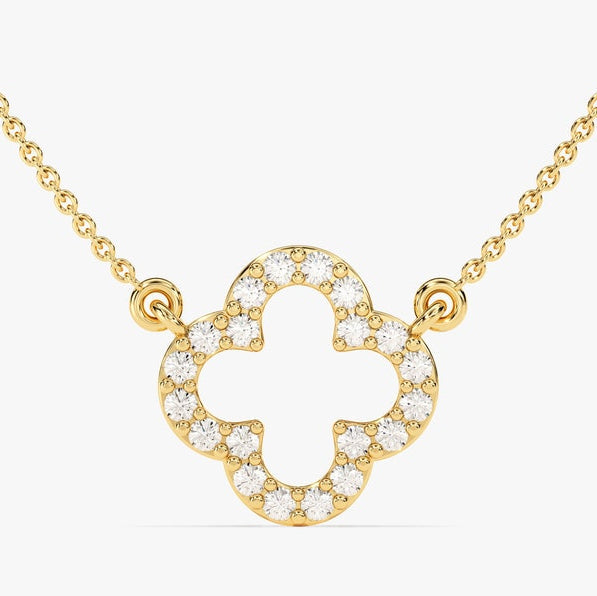 0.3 TCW Round Moissanite Clover Necklace