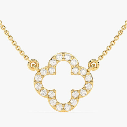 0.3 TCW Round Moissanite Clover Necklace
