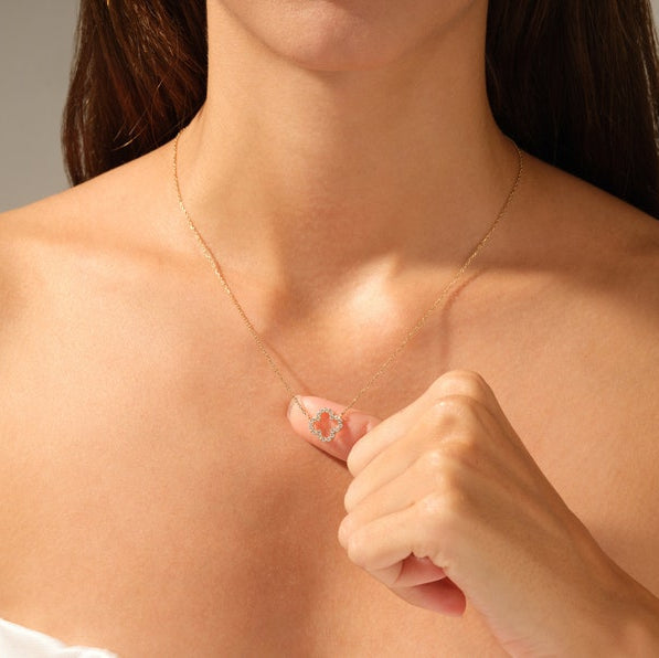 0.3 TCW Round Moissanite Clover Necklace
