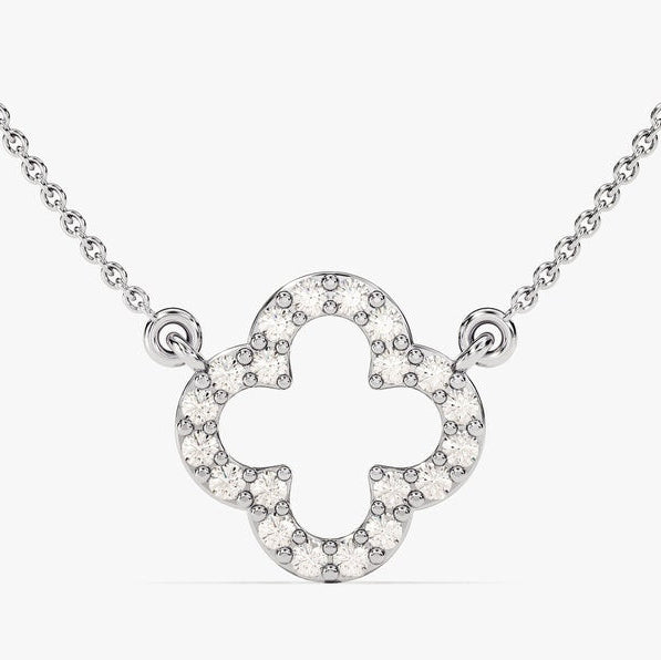 0.3 TCW Round Moissanite Clover Necklace