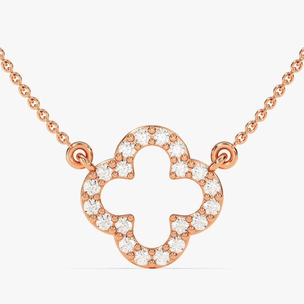 0.3 TCW Round Moissanite Clover Necklace