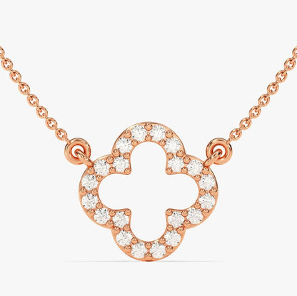 0.3 TCW Round Moissanite Clover Necklace