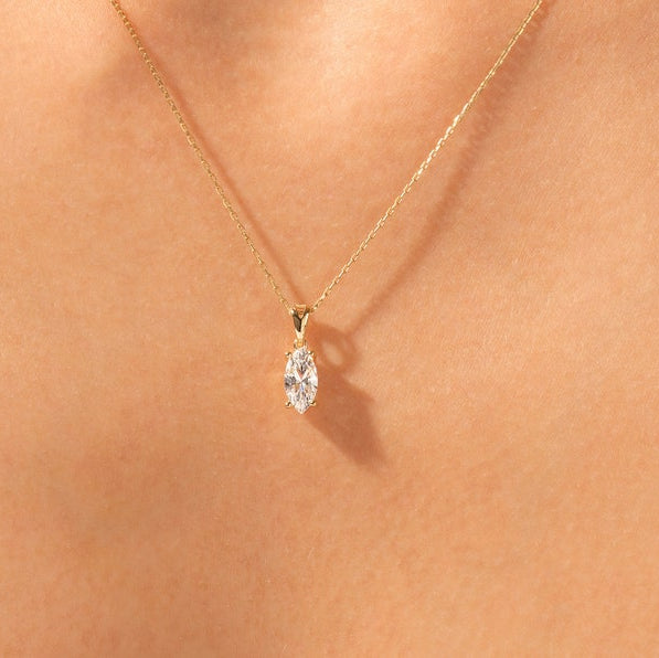 2 CT Marquise Lab Grown Diamond Solitaire Necklace