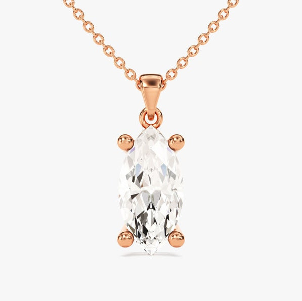 2 CT Marquise Lab Grown Diamond Solitaire Necklace