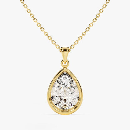 1.00 CT Pear Moissanite Bezel Necklace