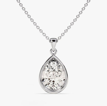 1.00 CT Pear Moissanite Bezel Necklace