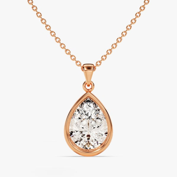 1.00 CT Pear Moissanite Bezel Necklace