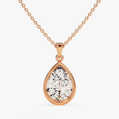 1.00 CT Pear Moissanite Bezel Necklace