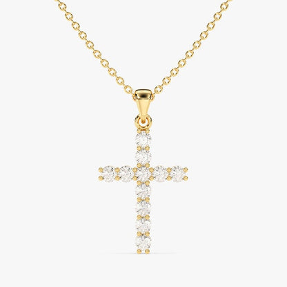 0.3 TCW Round Moissanite Cross Pendant Necklace