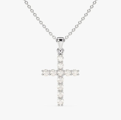 0.3 TCW Round Moissanite Cross Pendant Necklace
