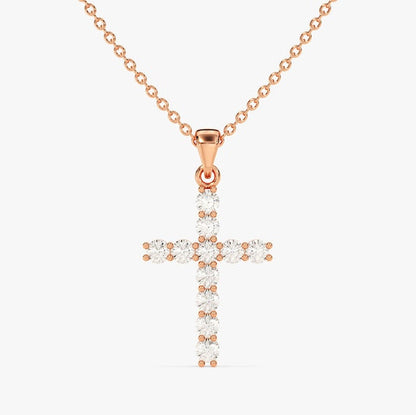 0.3 TCW Round Moissanite Cross Pendant Necklace
