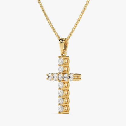 0.3 TCW Round Moissanite Cross Pendant Necklace