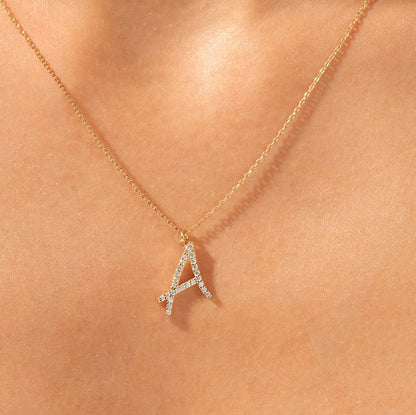 0.3 TCW Round Moissanite Initial Pendant Necklace