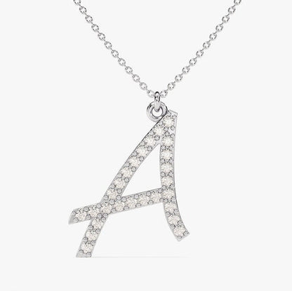0.3 TCW Round Moissanite Initial Pendant Necklace