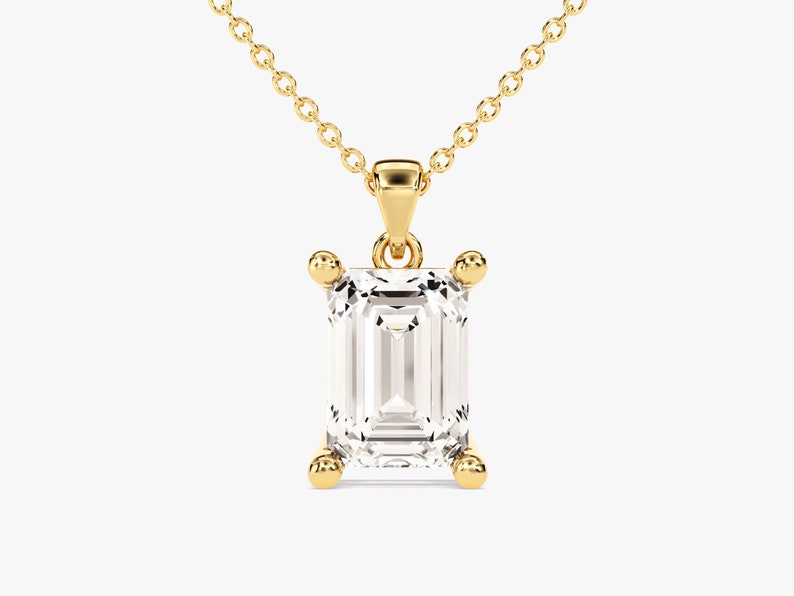 2 CT Emerald Moissanite Solitaire Pendant Necklace