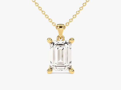 2 CT Emerald Moissanite Solitaire Pendant Necklace