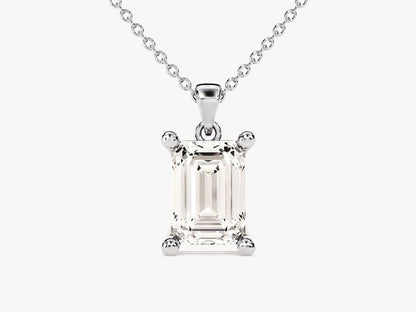 2 CT Emerald Moissanite Solitaire Pendant Necklace
