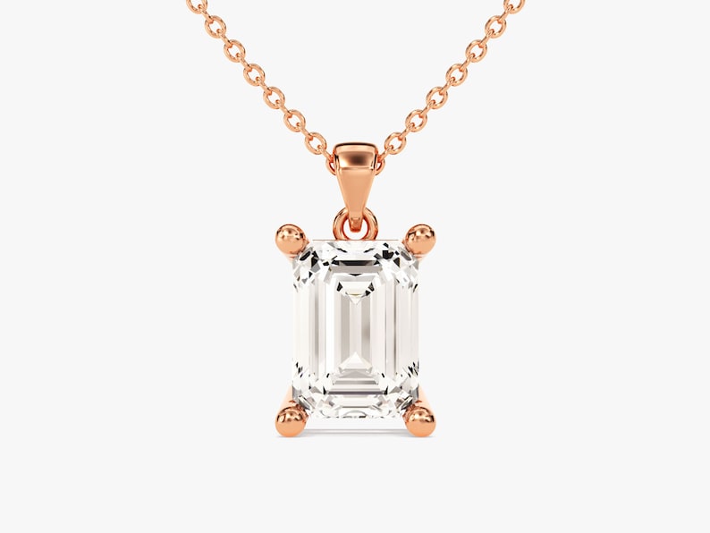 2 CT Emerald Moissanite Solitaire Pendant Necklace