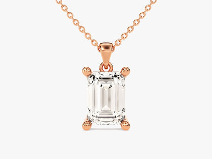 2 CT Emerald Moissanite Solitaire Pendant Necklace