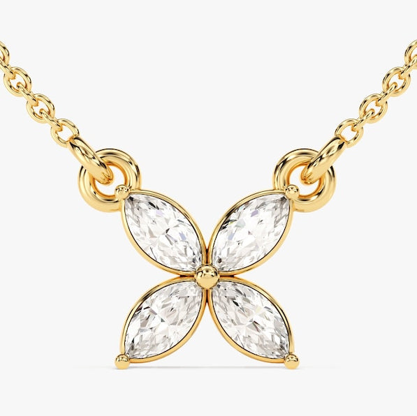 0.4 TCW Marquise Moissanite Flower Charm Necklace