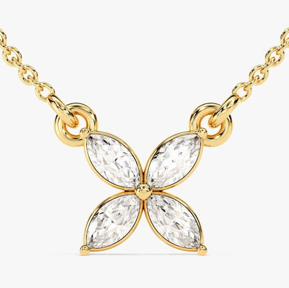 0.4 TCW Marquise Moissanite Flower Charm Necklace