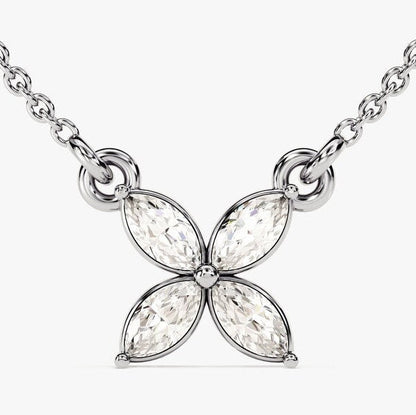 0.4 TCW Marquise Moissanite Flower Charm Necklace