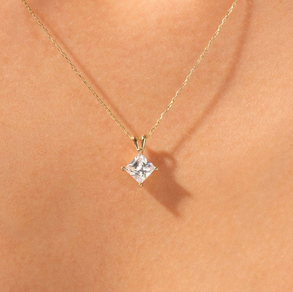 1 CT Princess Moissanite Solitaire Pendant Necklace