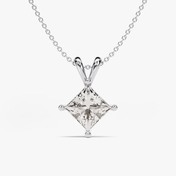 1 CT Princess Moissanite Solitaire Pendant Necklace