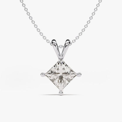 1 CT Princess Moissanite Solitaire Pendant Necklace
