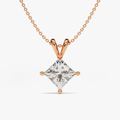 1 CT Princess Moissanite Solitaire Pendant Necklace