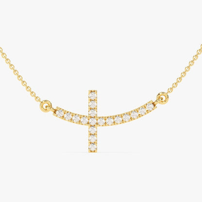 0.4 TCW Round Moissanite Cross Charm Necklace