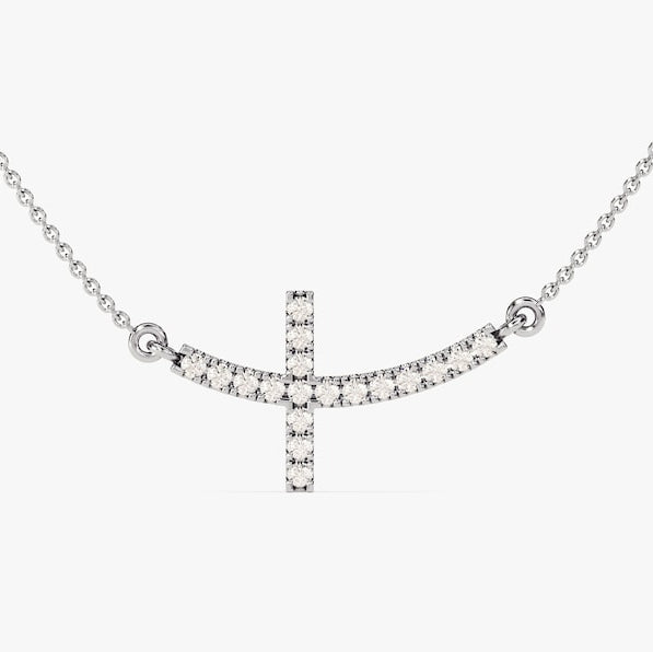 0.4 TCW Round Moissanite Cross Charm Necklace