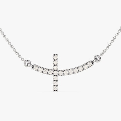 0.4 TCW Round Moissanite Cross Charm Necklace