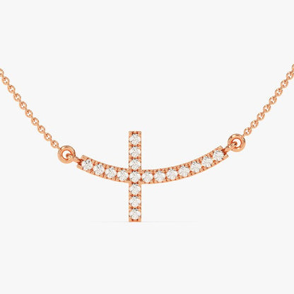 0.4 TCW Round Moissanite Cross Charm Necklace