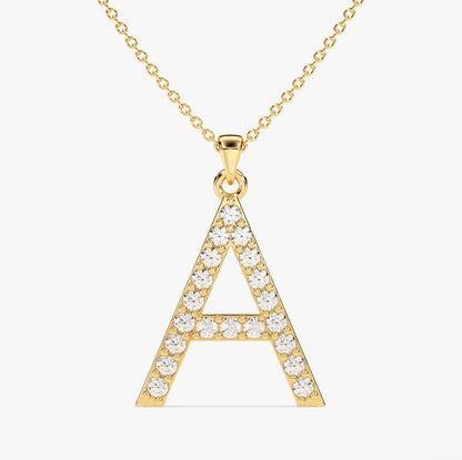 0.2 TCW Round Moissanite Initial Pendant Necklace