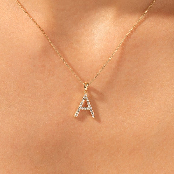 0.2 TCW Round Moissanite Initial Pendant Necklace