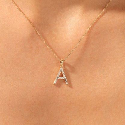 0.2 TCW Round Moissanite Initial Pendant Necklace