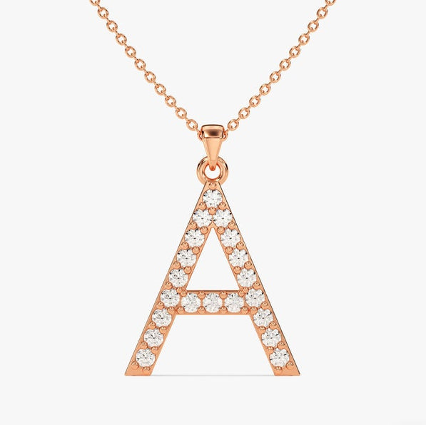 0.2 TCW Round Moissanite Initial Pendant Necklace