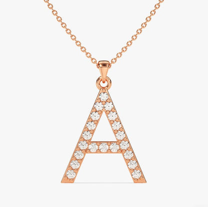 0.2 TCW Round Moissanite Initial Pendant Necklace