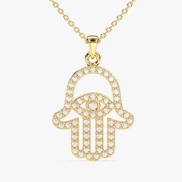 0.5 TCW Round Moissanite Hamsa Necklace
