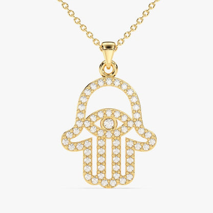 0.5 TCW Round Moissanite Hamsa Necklace