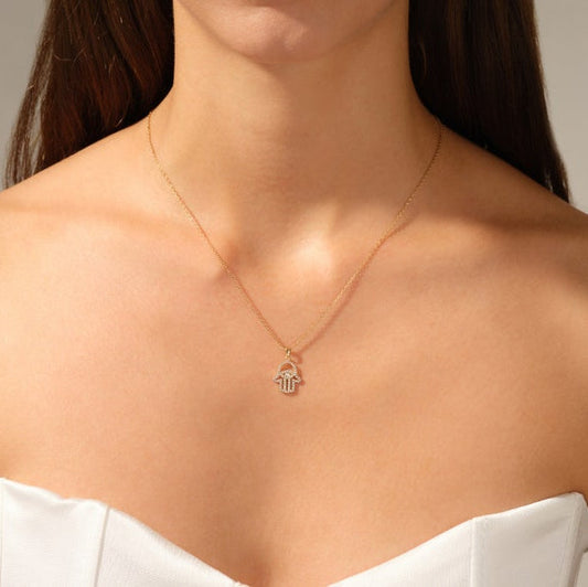 0.5 TCW Round Moissanite Hamsa Necklace