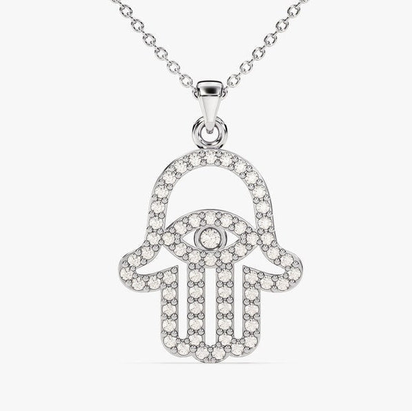 0.5 TCW Round Moissanite Hamsa Necklace