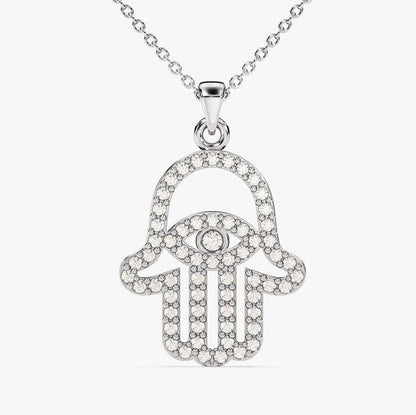 0.5 TCW Round Moissanite Hamsa Necklace
