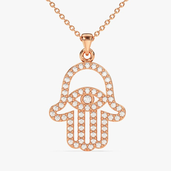 0.5 TCW Round Moissanite Hamsa Necklace