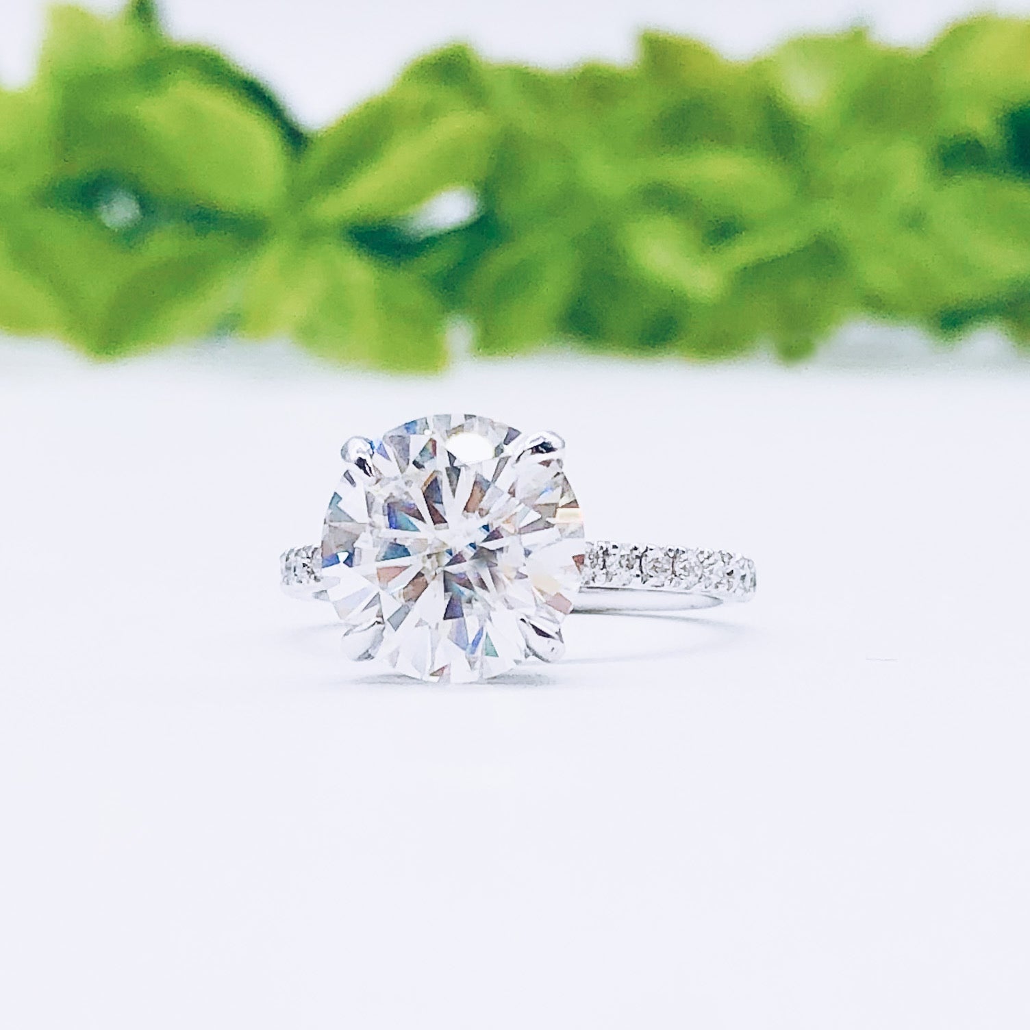 1.85 CT Round Pave Moissanite Engagement Ring