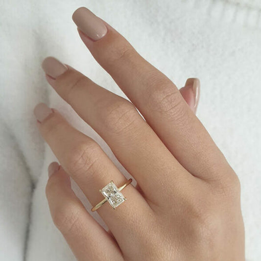 1.04 CT Radiant Solitaire Moissanite Engagement Ring
